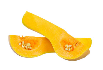 Sliced of Butternut isolated on white background.
