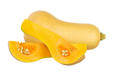 Sliced of Butternut isolated on white background.