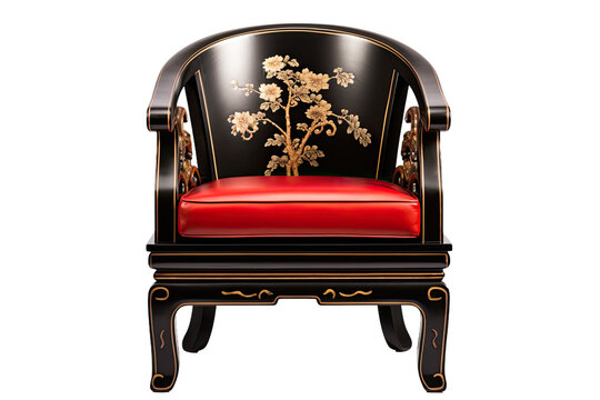 Eastern Inspired Chair: Elegance and Tradition Isolated on Transparent Background