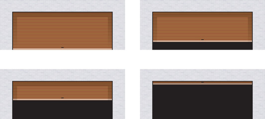 White wall wood grain shutter set