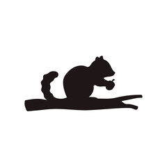 Chipmunk silhouette image of animal on tree branch, vector illustration isolated.
