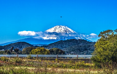 Colorful Mount Fuji Airplane Road Hiratsuka Kanagawa Japan