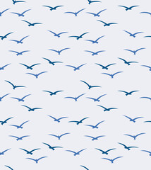 Japanese Flying Seagull Vector Seamless Pattern