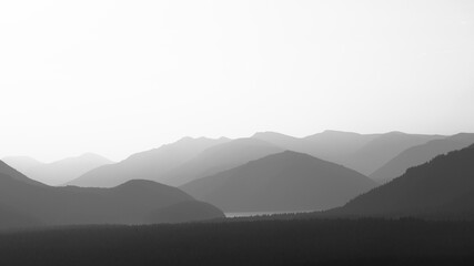 Black and White Silhouette Mountain Range in Washington
