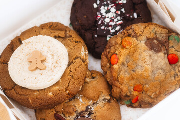 Box of Christmas Holiday Cookies Closeup