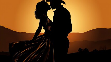   man and woman silhouette under the sun,Valentines Day, Propose day,  Valentines Day date. 