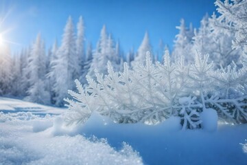 Naklejka premium A close-up of frost on a snow-covered sign.