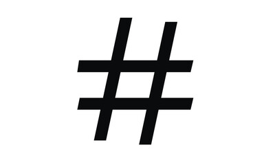 Hashtag symbol on white background