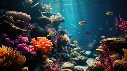 Amazing underwater views with coral reefs and tropical fish