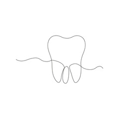 Continuous one line teeth drawing art design