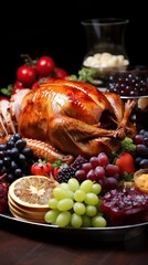 Obraz na płótnie Canvas Thanksgiving dinner photorealistic hyperrealistic 8K hyperrealism image,Thanksgiving Day, thanksgiving food