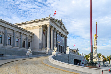 The Austrian Parliament Building and the Pallas Athena Fountain in Vienna, Austria	
