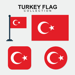Turkey Country National Flag set