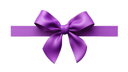 purple ribbon on transparent background, elegant ornament for decoration.
