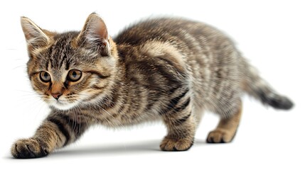 Obraz premium Cute Cat Walk Isolated On White, Desktop Wallpaper Backgrounds, Background HD For Designer