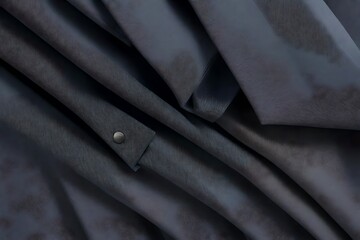 Closeup of neatly folded grey dress pants.