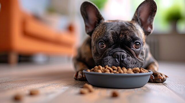 Cute Dog Eating Food Bowl Near, Desktop Wallpaper Backgrounds, Background HD For Designer