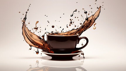 Song of Black Coffee splash with the shape of a melody, symbolic or Creative for celebration concept, with Clipping path 3d illustration
