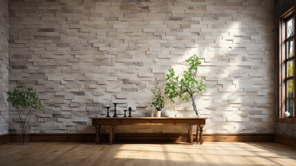 White marble brick wall, seamless marble tile wall pattern, for Interior design.