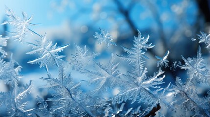 Winter frost pattern on glass.