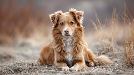 Naklejka premium Beautiful Dog Sitting Down Isolated Ove, Desktop Wallpaper Backgrounds, Background HD For Designer
