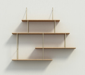 Wooden wall shelf 3D illustration