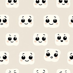 seamless pattern | Marshmallow Cutie 2D Illustration: A sweet marshmallow creature with big, expressive eyes.