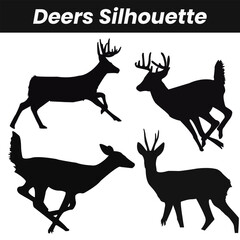 Deer Silhouette Isolated on White Background

