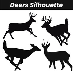 Deer Silhouette Isolated on White Background

