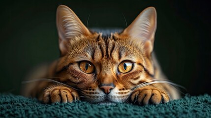 Brown Bengal Cat Portrait Making Funny, Desktop Wallpaper Backgrounds, Background HD For Designer - obrazy, fototapety, plakaty
