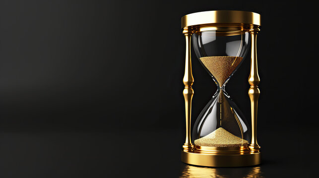 Hourglass on a black background.