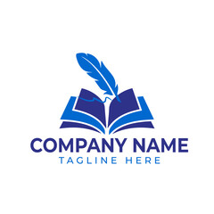 book and pen learning art logo