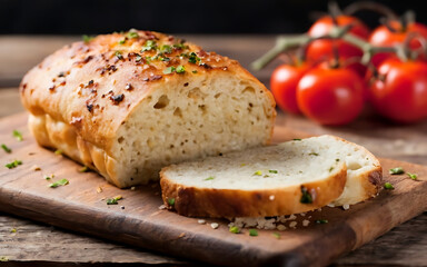 Capture the essence of Garlic Bread in a mouthwatering food photography shot