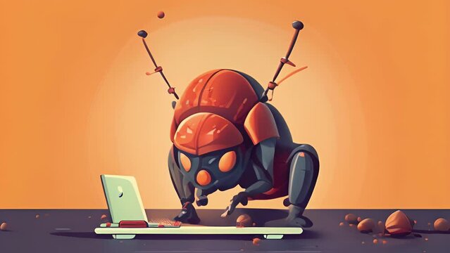 A software developer trying to troubleshoot a bug in the system. Psychology art concept.