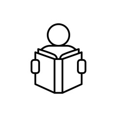 Book reading outline icons, minimalist vector illustration ,simple transparent graphic element .Isolated on white background