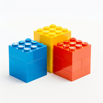 Set of brick block building toys 3d isometric illustration for kids. Colorful brick toy. Piece and piece for decorative design and creative play