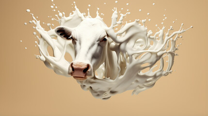 Splash of milk in the form of Cow Shape