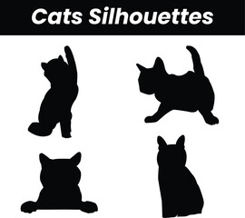 vector isolated silhouette cat set