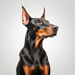 doberman pinscher isolated on white background. ai generative