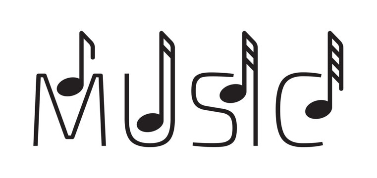 music logo. music word and music notes concept