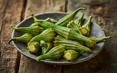 Capture the essence of Okra in a mouthwatering food photography shot