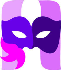 Party Mask Alphabet Letter H Vector Element