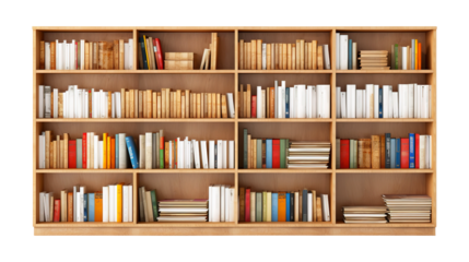 shelves with books isolated on transparent background Remove png, Clipping Path, pen tool