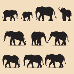 Elephant black silhouette clip art vector