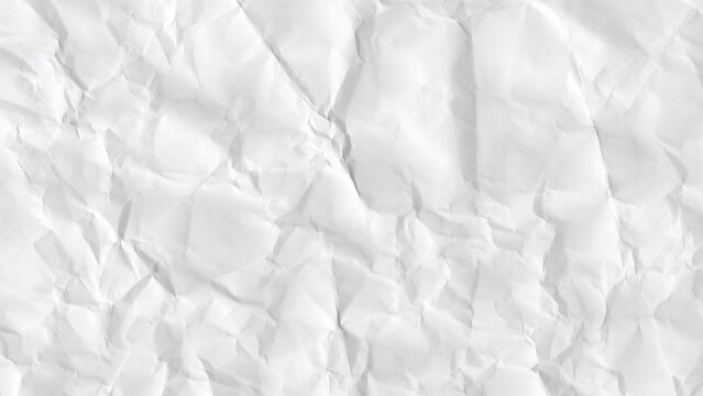 Abstract art background animation white crumpled paper. Realistic cartoon wrinkled surface texture in modern trendy stop motion style. Fashion minimal dynamic concept design.