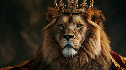 Majestic Lion Wearing Crown - King of the Animal Kingdom