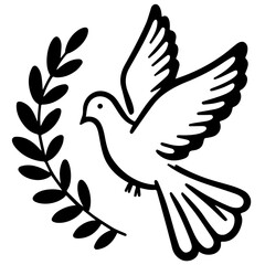 Graceful Doodle Dove Vector: Symbol of Peace, Harmony, and Elegance in Black.