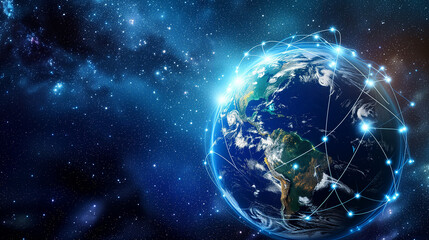 Digital Representation of Global Connectivity and Internet Networks Over Earth in Space
