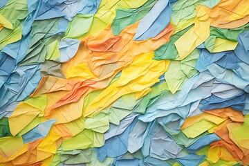 crumpled origami paper with creases