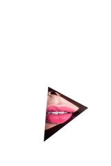 pink lips behind triangle hole